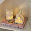 Creative White Ceramic Christmas Light Up Cone House Home Decor LED Lights Xmas Ornaments Lamp New Gift Festival Decorations L230620