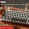 3 Mode Retro Typewriter Keyboard Mechanical Gaming Switch Media Control Rainbow Backlit Punk Round Keycaps USB Wired Computer HKD230808