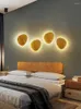 Vägglampa kreativt japan dekor trä ljus ljus 8w 12w led sconces runda oval design för sänggången trappa