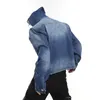 Mensjackor Fewq Niche Design Pleated Washed Hooded Jacka Shoulder Pad Outwear Male Fashio Denim Coats Autumn Casual Tops 9C677 230808