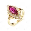 Trouwringen Kuololit 2CT Ruby Gemstone voor Vrouwen Solid 18K 14K Yellow Gold Lab Grown Marquise Cut Ring Engagement 230808