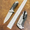 Toppkvalitet Flipper Folding Knife D2 Satin Drop Point Blade Rostfritt stål med kolfiberhandtag Bollbärning Fast Open EDC Pocket Knives With Retail Box
