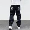 Dżinsy męskie ropa pies nadruk streetwear men hip hop workowate spodnie y2k ubrania proste luźne dżinsowe spodnie pantelones vaqueros2024