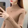 Kvinnors tröjor Halv Turtleneck tröja Pullover Autumn Winter Slim High Stretch Knitting Shirt Shirt Female Jumper Tops