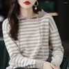 Women's Sweaters Pure Wool Hooded Sweater 2023 Autumn / Winter Casual Knitted Color Matching Tops Fashion Female Hoodie