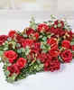 Dekorativa blommor kransar 3D Eucalyptus Rose Flowers Panel Artificial Flower Backdrop Baby Shower Room Home Decor Rose Flower Wall for Wedding Decoration 230808