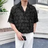 Męskie koszule krótkie rękawy letni w stylu koreańsku w stylu fringe koszula/mężczyzna luźna koszula mody w dekolcie camisas de hombre