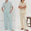 Kadınlar İki Parçalı Pantolon Sonbahar Parçaları Set Düğmesi Gömlek ve Pantolon Kadınlar Bahar 2 Kıyafet Bluz Gündelik Gevşek Düz Takım