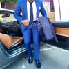 Abiti da uomo Thorndike 2023 Custom Royal Blue Abito a 2 pezzi Vestibilità comoda con risvolto con risvolto Smoking da ballo