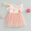 Robes de fille Ma bébé Robe pesta bayi perempuan gaun kain Tule cetakan bunga musim panas pour tuk anak cewek