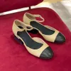 Tacones gruesos perlados Sandalias Mary Jane Zapatos de vestir de diseñador Mocasines de cuero para mujer Moda de primavera Zapatos náuticos negros para mujer