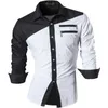 Mäns avslappnade skjortor Jeansian Men's Casual Dress Shirts Fashion Desinger Stylish Long Sleeve 8371 Black2 230807