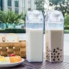 Top All-match Plastic Clear Milk Carton Shaped Water Bottles Portable Drinking Sports Milk Cups Water Bottle with Lid