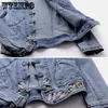 Damenjacken, kurze Jeansjacke, Vintage-Chinoiserie, bestickt, Stretch, Frühling und Herbst, passend zu modischen Harajuku-Schlank-Oberteilen 230808