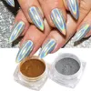 Nagel glitter holografisk spegelpulver glänsande aurora laser metallisk gnugga damm krom guld silver pigment diy gllsh 230808