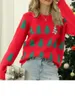 Women's Sweters Women S Christmas Snowflake Wzór SWETOR SWAZY KOMY DŁUGI SKŁACY Zimowe jesienne załogi Skoczniki szyi Modne