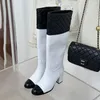 2023 Designer luxe vintage ronde teen dijhoge laarzen sexy dames echt lederen bovenste catwalk diamant laars dame mode dikke dikke troostroos comfort schoenen maten 40