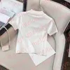 Womens Designer T Shirts Sexy Slim Fit Knited Top Summer Print Letter Short Sleeve Tees Tank Crop Tops