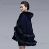 EuropeStyle Fashion Double Faux Fur Coat Mantello con cappuccio in maglia di cashmere Mantello Cardigan Outwear Plus Size Donna Inverno Nuovo scialle T230808