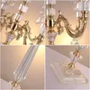 Bougeoirs Acrylique Candélabres Avec Pendentifs En Cristal 77 CM / 30 "Hauteur Mariage Chandelier De Mariage Centres De Table Décor À La Maison