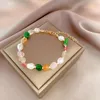 Braccialetti di collegamento Braccialetto di lusso di perle naturali estive per le donne Moda Braccialetti con perline di pietra di cristallo colorato Accessori per gioielli