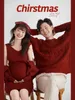 Maternity Dresses Couple Photo Maternity Dresses for Photo Shoot Knitting Cotton Pregnancy Dress Red New Year Women's Pregnant Clothing with Coat HKD230808