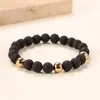 Bracciale in filo di perle naturali stile vintage nero cool per uomo e donna