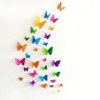 Väggklistermärken 30st 3D PVC Multicolor Butterfly Art DCAL vardagsrum med fast färgfjärilar för heminredning Mural Diy Decals 230808