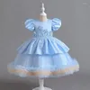 Robes fille filles Gress 3-12T enfants manches bulle robe bouffante Sequin robe de bal fête de mariage pour filles anniversaire princesse