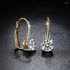 Dangle Earrings Luxury Shine 925 Silver Post Gold Plated Inlaid Boutique White Zircon Women Hook Drop Gift