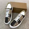 burberry tartan tênis feminino casual sapato lona designer de luxo sapatos vintage tênis 10a tênis de alta qualidade preto branco couro listrado ao ar livre caminhada homem