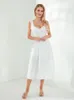 Lässige Kleider Damen Midikleid Spitzenbesatz Ärmellos V-Ausschnitt Bustier Split A-Linie Sommer Bohemian Sexy Retro Streetwear