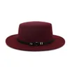 Wide Brim Hats Bucket Mens Flattop Woolen Hat in Autumn and Winter British Fashion Elegance Flatbrimmed Red Camel Unisex Cotton Outdoor 230808