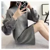 Casual Dresses Fashion Real Fur Sweater Dress Autumn Long Sleeve Splice Jumpers Women Sweaters Knitted Loose Clothing