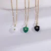 Pendentifs 2023 Exuqisite Élégant Coeur Émail Glaçure Pendentif Chocker Collier Avec 14K Plaqué Or Cuivre En Laiton Chaîne Femme Cadeau