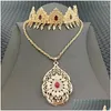 Kolczyki Zestaw Naszyjka marokańska biżuteria Bridal Hair Gold Pleatant Pendant Design Design Dift For Kobiet Drop dostawa se dhgarden dhrjc