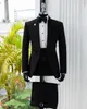 Nowe przybycie męskie garnitury Slim Fit 2 sztuki szal klapy eleganckie klasyczne mężczyzn garnitury ślubne pan młody (marynarki+spodnie) homme
