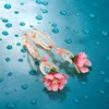 Hoop Huggie Luxury Rose Gold Pink Flower Drop Earrings For Women 925 Silver Long Pendant Earring Handgjorda emaljsmycken 230807