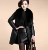 Women's Leather Faux Leather 2020 women's faux fur coats long overcoat female Man-made fox fur big fur collar pu outerwear fur one warm leather slim jackets HKD230808