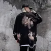 Pulls pour hommes Automne et Hiver Splash Ink Pin Hole Tiedye Pull Male Dark Loose Fire Destroyed Ripped Pullover Femme Hip Hop 230807