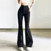 Mężczyzn Pantów Czarna Flare kobiety Zipper Chudy Sexy Y2K Streetwear Punk Casual Fashion Minimalist Chic Hipster All Match Famales Summer 230808