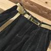 Męskie dżinsy 2023 Stretch Metal Belt Streetwear Denim Spodnie worka odzieży dla mężczyzn spodnie