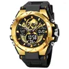 Relojes de pulsera STRYVE Reloj para hombre Diseño creativo de calavera Analógico digital Pantalla dual Calendario Semana Cronómetro multifunción S8008