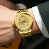 Relojes de pulsera de marca para hombre, reloj de esqueleto automático no mecánico, reloj de mano deportivo de ocio para estudiantes, reloj de mano impermeable luminoso de cuarzo para hombre