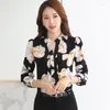 Pulls pour femmes Mode Blouse Dames V-cou Slim Mousseline de Soie 2023 Bureau Uniforme Chemise XL