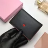 Card Holders Fashion Leather Red Heart Decorated Women's Clip Small And Lightweight Zero Wallet Multi Slot Two Styles