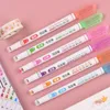 Markers 12 Pcs Line Shaped Highlighter Pens set Graffiti Art Pen Multi Colorful Roller Tip Curve Liner Marker Novelty Stationery School 230807