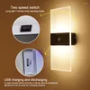 Applique murale LED alimenté par batterie applique USB Rechargeable moderne sans fil lumières acrylique avec interrupteur pour couloir chevet