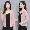 Kvinnors stickor stickad sommar tunn kort sektion 2023 Lace casual cardigan kjol temperament Löst sjal solskyddsmedel