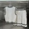 Feminino casual vestido conjunto camisola vestido de duas peças sem mangas colete terno malhas moda respirável t camisa esportiva alfabeto print2445